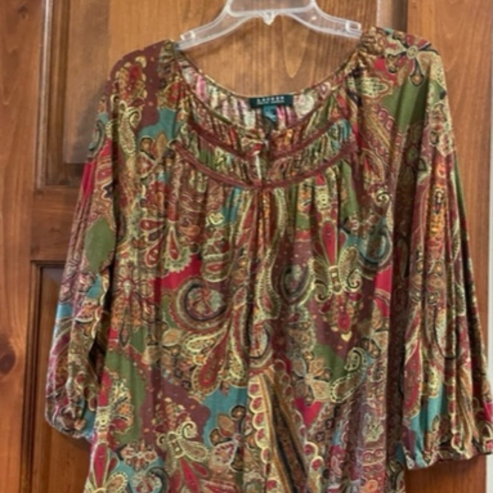Ralph Lauren 100% Cotton Paisley Top